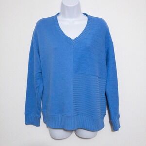 Cabi Skipper Oversized Sweatshirt Womens Size XS Blue 100% Cotton V Neck